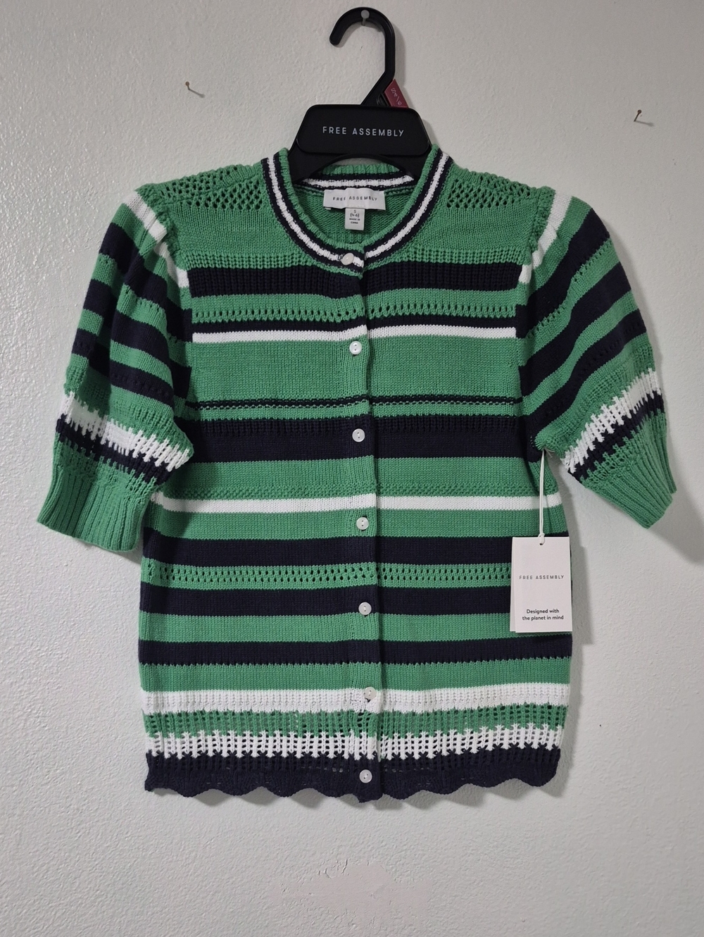 Free Assembly Women's Textured Stripe Cardigan Sweater